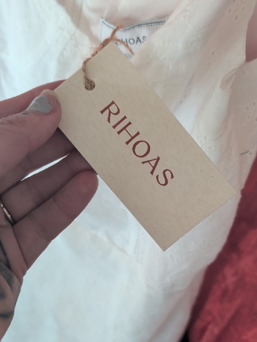RIHOAS White Sheer Diamond-Textured Slip Dress - Picture 3 of 3
